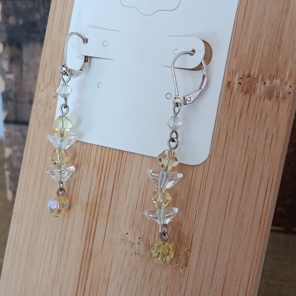 Silver Leverback Beaded Earrings - Picture 6 of 7